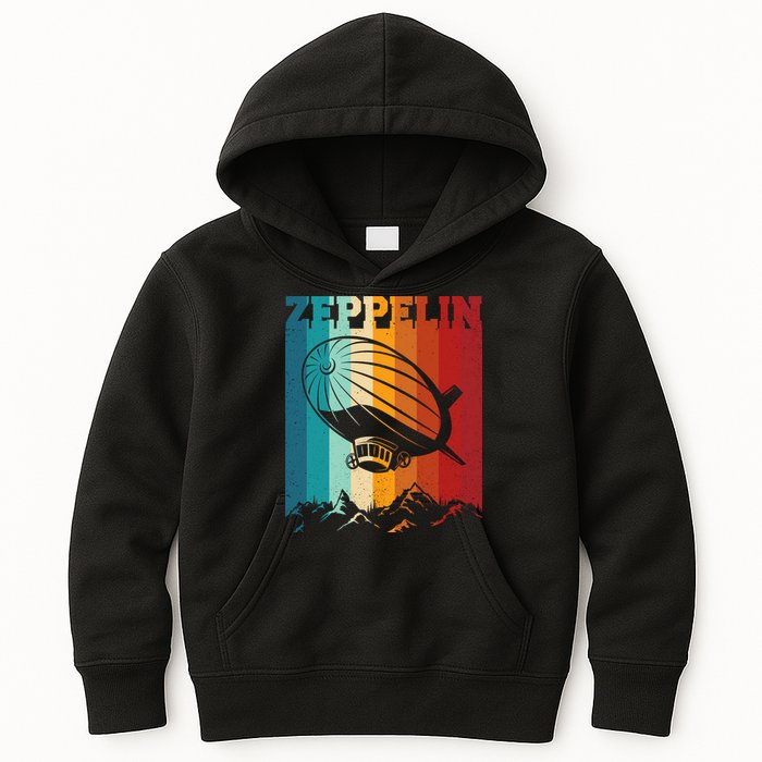 Retro Vintage Zeppelin Dirigible Airship Zepplin Lover Kids Hoodie