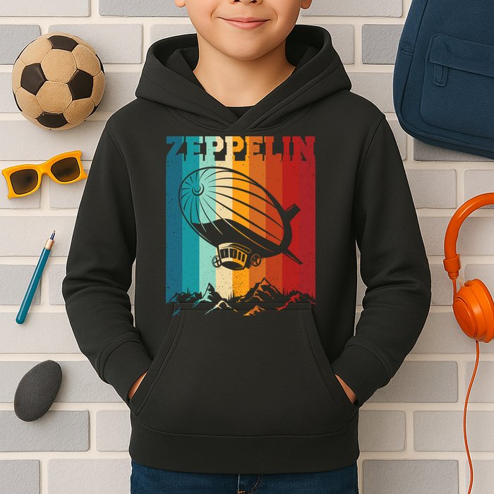 Retro Vintage Zeppelin Dirigible Airship Zepplin Lover Kids Hoodie