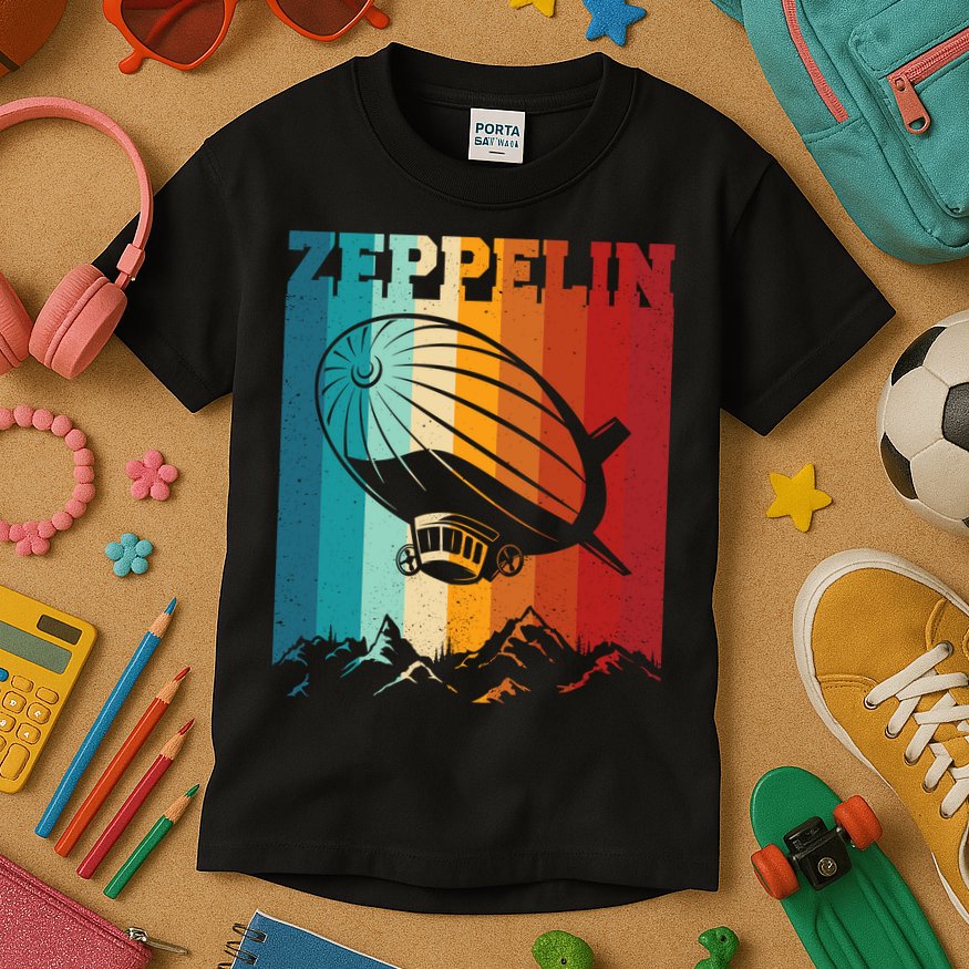 Retro Vintage Zeppelin Dirigible Airship Zepplin Lover Kids T-Shirt