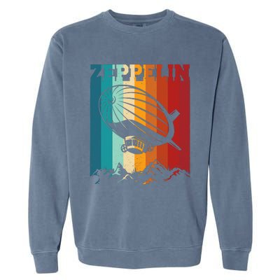 Retro Vintage Zeppelin Dirigible Airship Zepplin Lover Garment-Dyed Sweatshirt