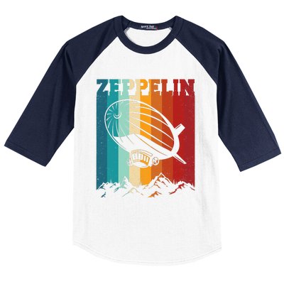 Retro Vintage Zeppelin Dirigible Airship Zepplin Lover Baseball Sleeve Shirt