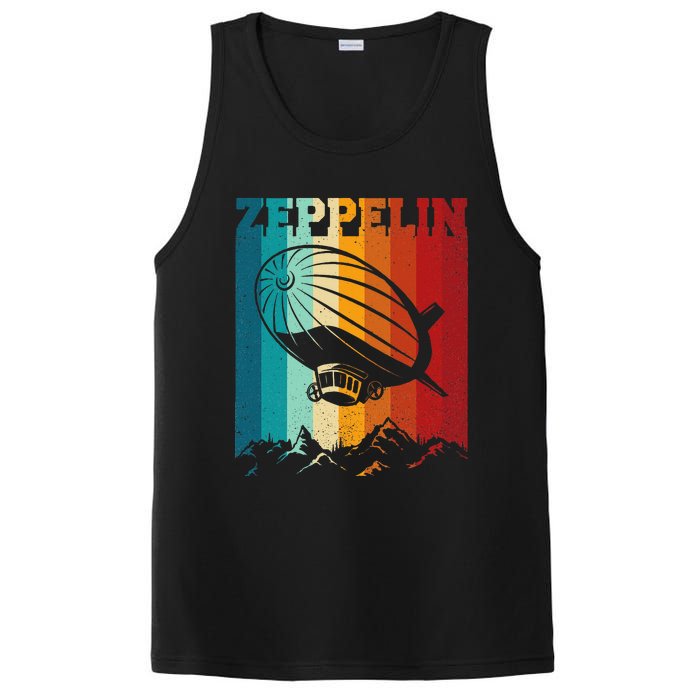 Retro Vintage Zeppelin Sunset 70s 80s Distressed Dirigible PosiCharge Competitor Tank