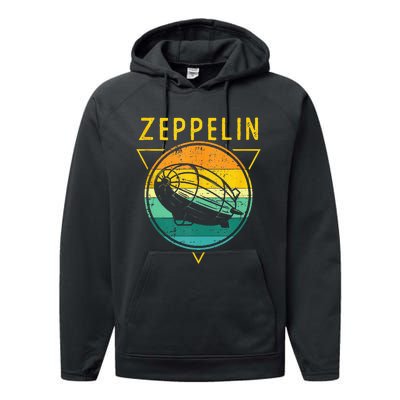 Retro Vintage Zeppelin 70s 80s Dirigible Airship Performance Fleece Hoodie