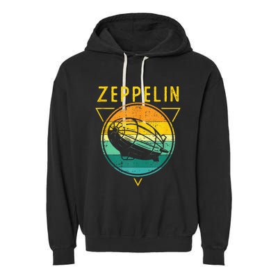 Retro Vintage Zeppelin 70s 80s Dirigible Airship Garment-Dyed Fleece Hoodie