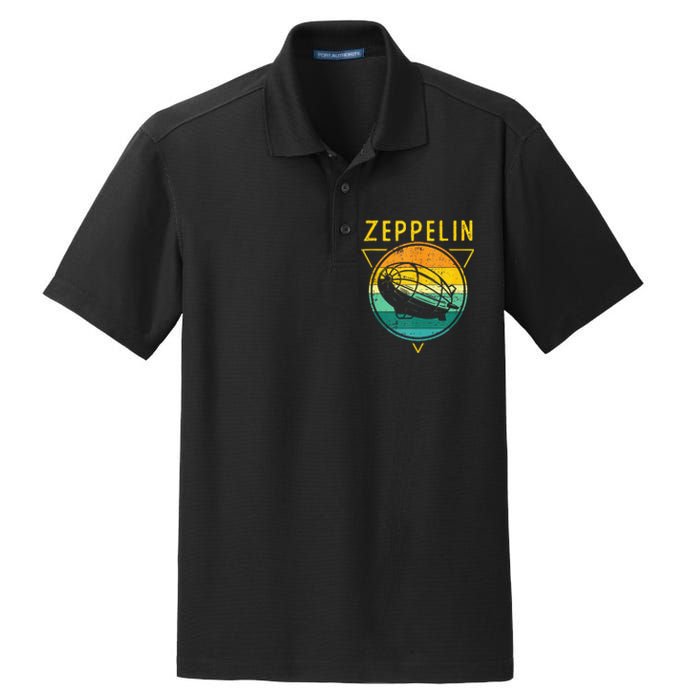 Retro Vintage Zeppelin 70s 80s Dirigible Airship Dry Zone Grid Polo