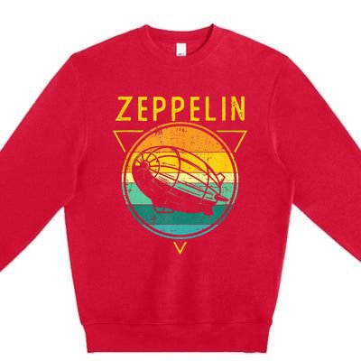 Retro Vintage Zeppelin 70s 80s Dirigible Airship Premium Crewneck Sweatshirt