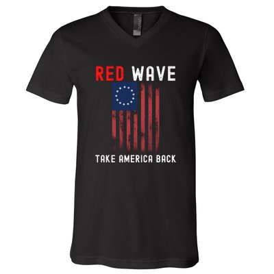 Red Wave 2022 Midterm Election Conservative Republican V-Neck T-Shirt