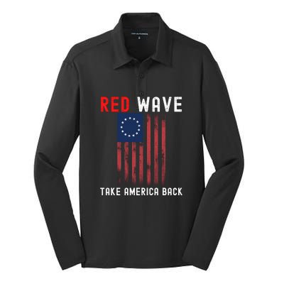 Red Wave 2022 Midterm Election Conservative Republican Silk Touch Performance Long Sleeve Polo