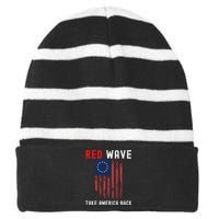 Red Wave 2022 Midterm Election Conservative Republican Striped Beanie with Solid Band