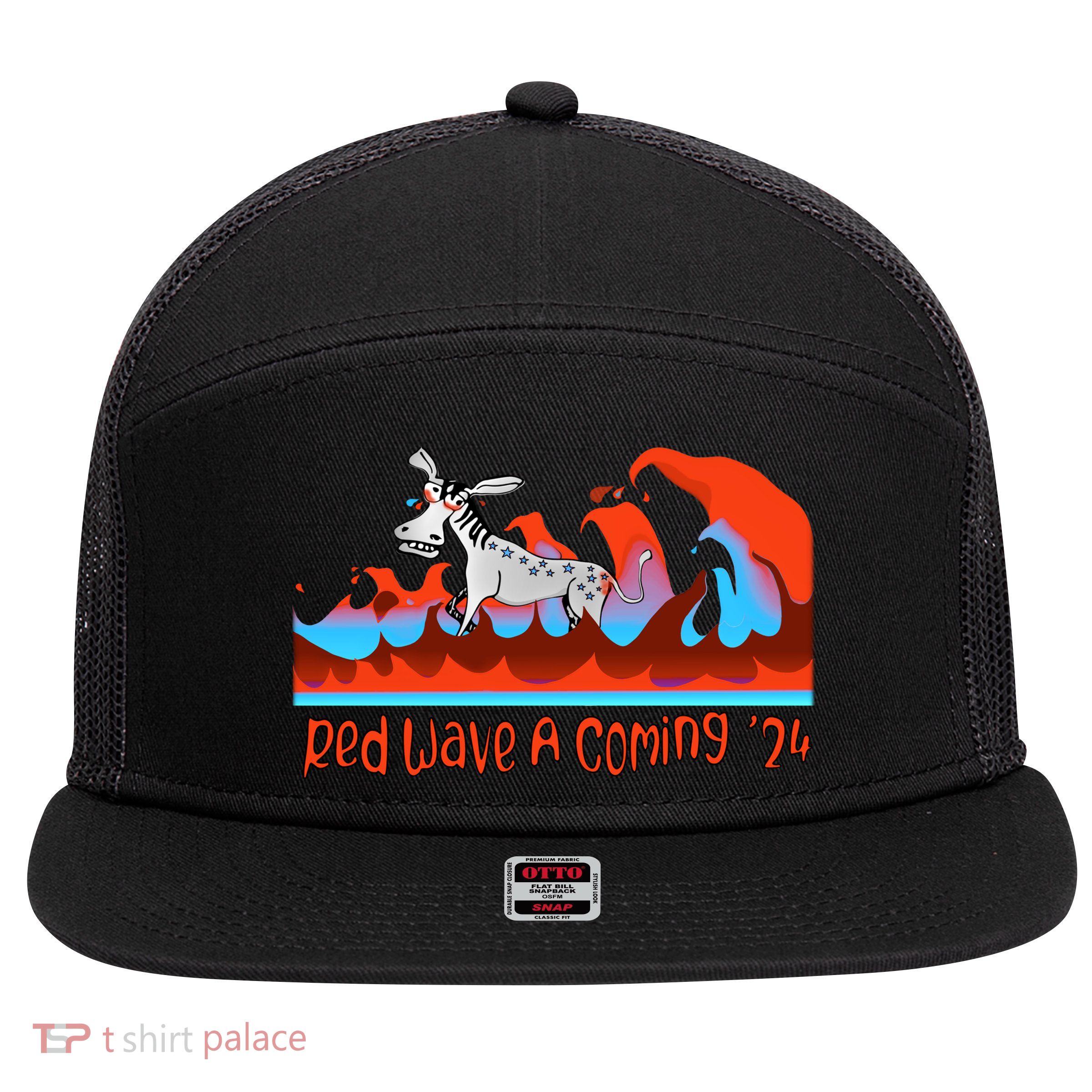 Red Wave 2024 7 Panel Mesh Trucker Snapback Hat