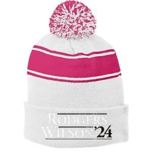 Rodgers Wilson 2024 Design Funny Rodgers Wilson 24 Stripe Pom Pom Beanie