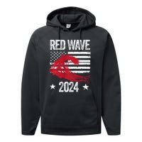 Red Wave 2024 Trump Victory 2024 Red Wave Performance Fleece Hoodie