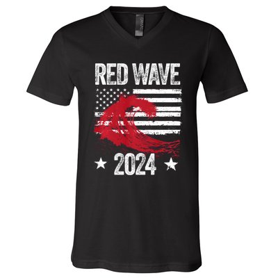 Red Wave 2024 Trump Victory 2024 Red Wave V-Neck T-Shirt