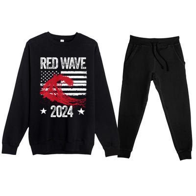 Red Wave 2024 Trump Victory 2024 Red Wave Premium Crewneck Sweatsuit Set