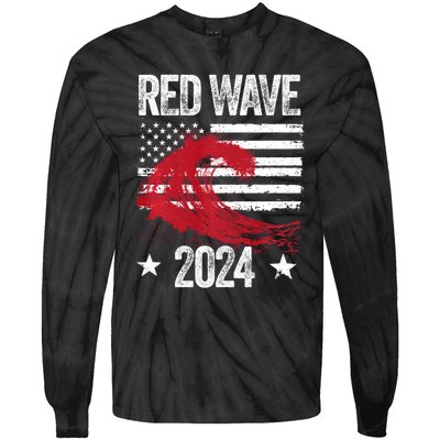 Red Wave 2024 Trump Victory 2024 Red Wave Tie-Dye Long Sleeve Shirt