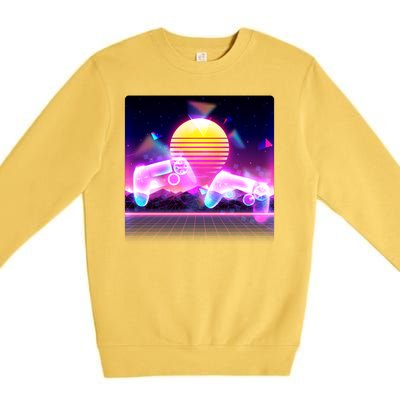 Retro Wave 80's Video Game Controllers Premium Crewneck Sweatshirt