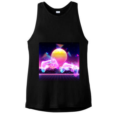 Retro Wave 80's Video Game Controllers Ladies PosiCharge Tri-Blend Wicking Tank