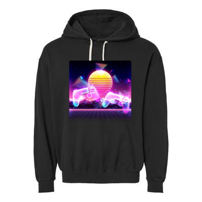 Retro Wave 80's Video Game Controllers Garment-Dyed Fleece Hoodie