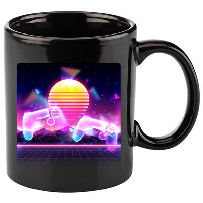 Retro Wave 80's Video Game Controllers 11oz C Handle Ceramic Mug
