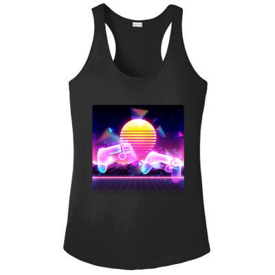 Retro Wave 80's Video Game Controllers Ladies PosiCharge Competitor Racerback Tank