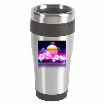 Retro Wave 80's Video Game Controllers 16oz Travel Tumbler