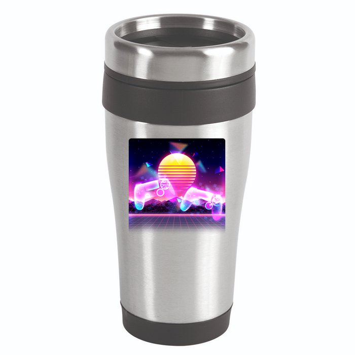 Retro Wave 80's Video Game Controllers 16oz Travel Tumbler