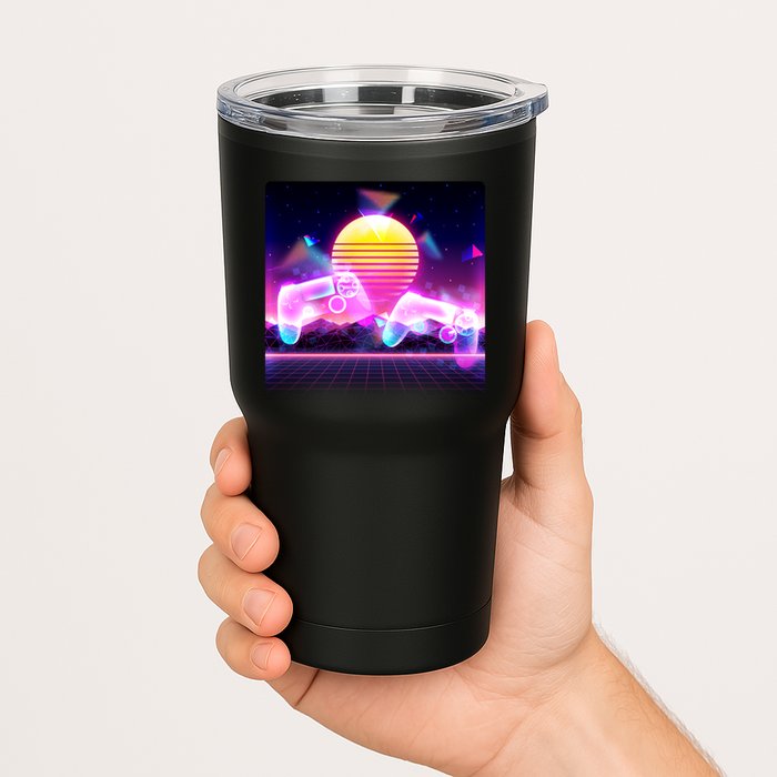 Retro Wave 80's Video Game Controllers Tumbler