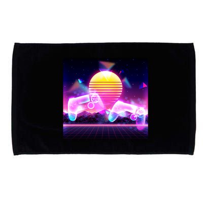Retro Wave 80's Video Game Controllers Microfiber Hand Towel