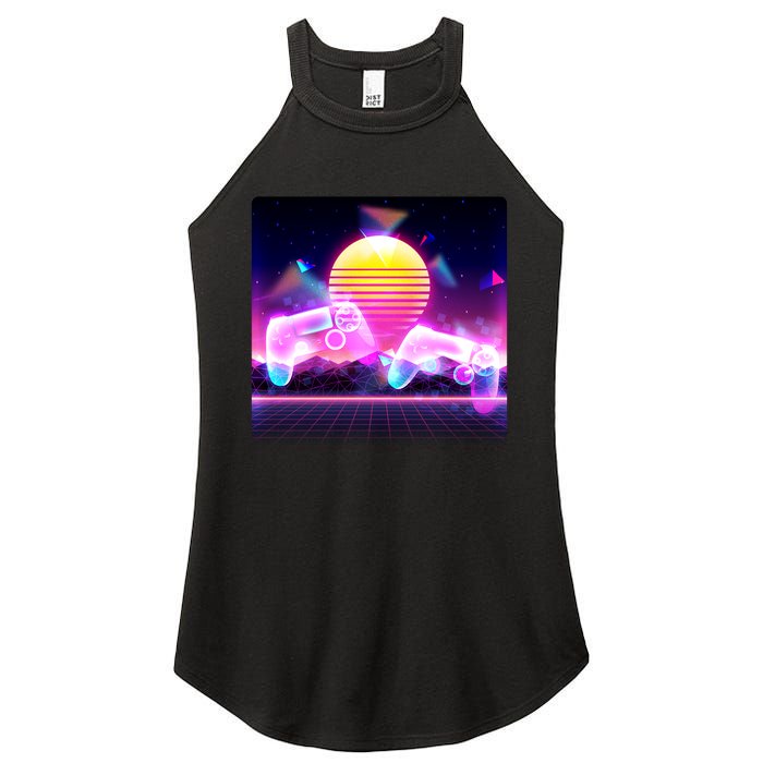 Retro Wave 80's Video Game Controllers Women's Perfect Tri Rocker Tank