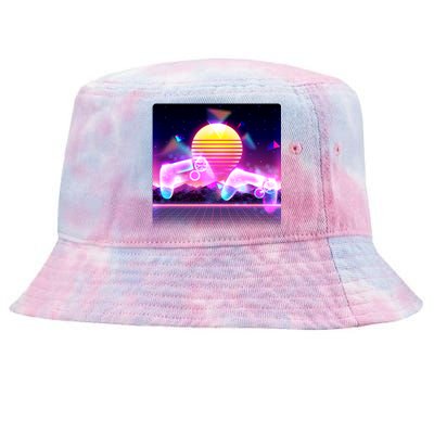 Retro Wave 80's Video Game Controllers Tie-Dyed Bucket Hat