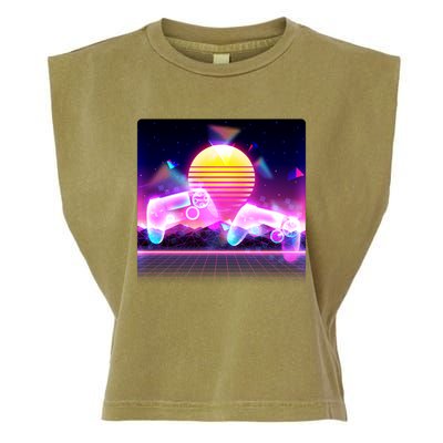 Retro Wave 80's Video Game Controllers Garment-Dyed Women's Muscle Tee