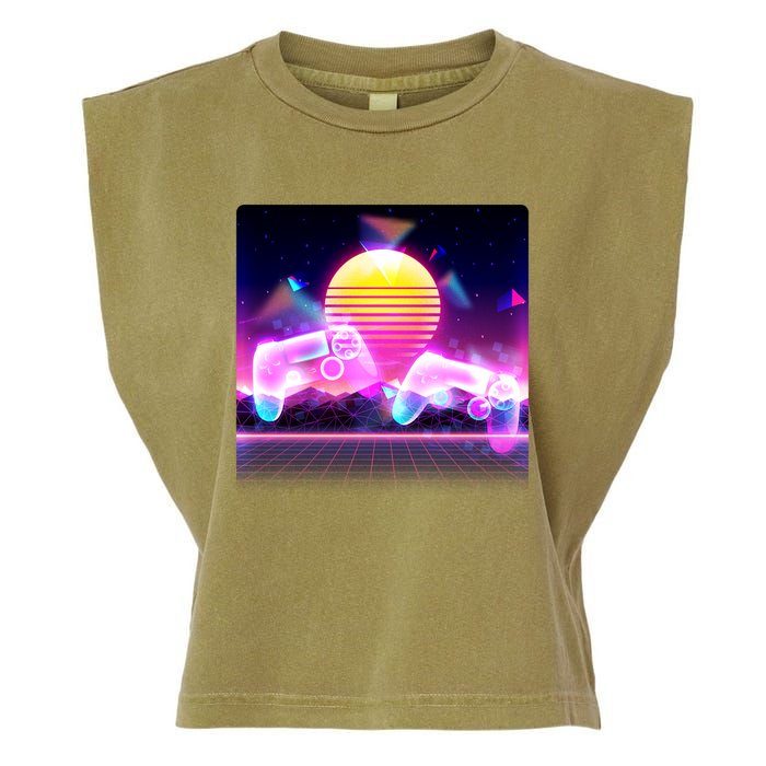 Retro Wave 80's Video Game Controllers Garment-Dyed Women's Muscle Tee