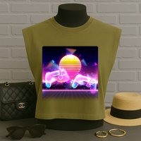 Retro Wave 80's Video Game Controllers Garment-Dyed Women's Muscle Tee