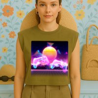 Retro Wave 80's Video Game Controllers Garment-Dyed Women's Muscle Tee