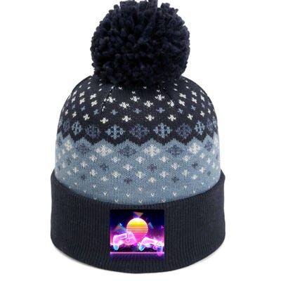 Retro Wave 80's Video Game Controllers The Baniff Cuffed Pom Beanie