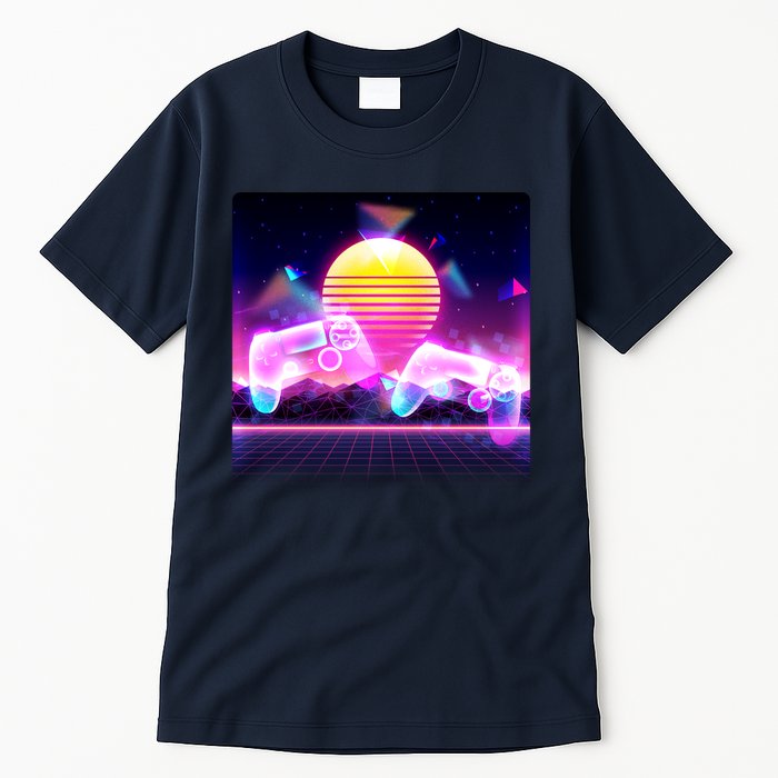 Retro Wave 80's Video Game Controllers Tall T-Shirt
