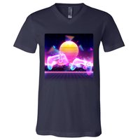 Retro Wave 80's Video Game Controllers V-Neck T-Shirt