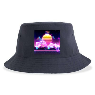 Retro Wave 80's Video Game Controllers Sustainable Bucket Hat