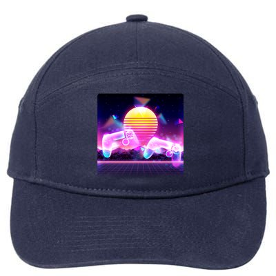 Retro Wave 80's Video Game Controllers 7-Panel Snapback Hat