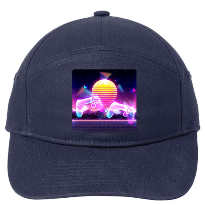 Retro Wave 80's Video Game Controllers 7-Panel Snapback Hat