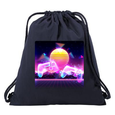 Retro Wave 80's Video Game Controllers Drawstring Bag