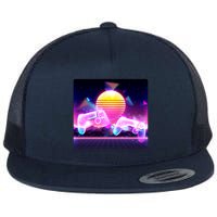 Retro Wave 80's Video Game Controllers Flat Bill Trucker Hat