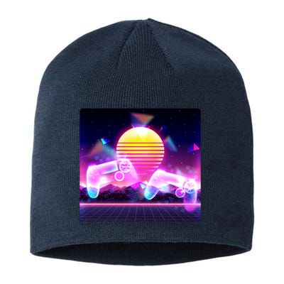 Retro Wave 80's Video Game Controllers Sustainable Beanie