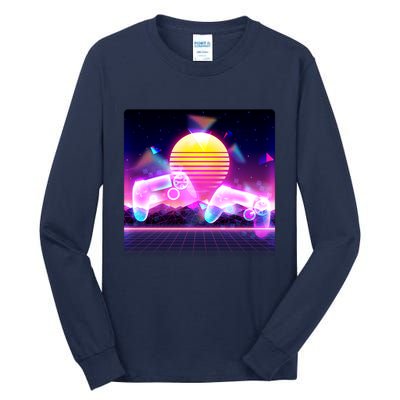 Retro Wave 80's Video Game Controllers Tall Long Sleeve T-Shirt