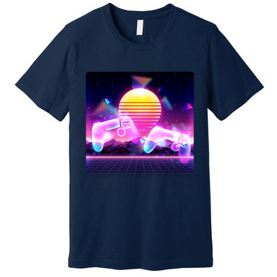Retro Wave 80's Video Game Controllers Premium T-Shirt