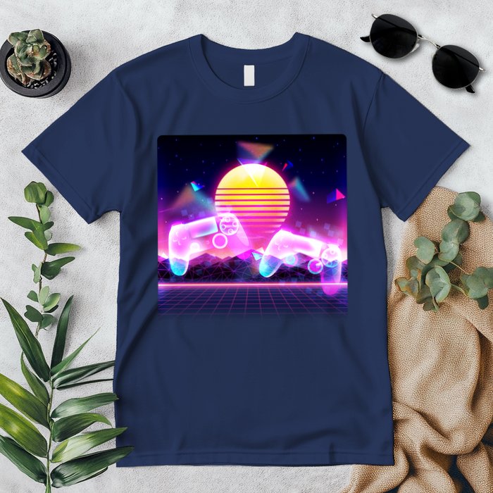 Retro Wave 80's Video Game Controllers Premium T-Shirt