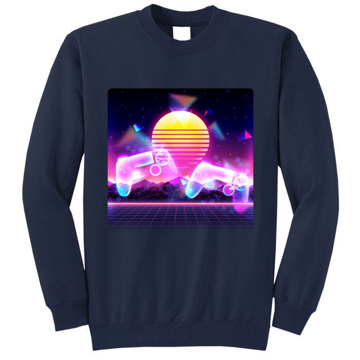 Retro Wave 80's Video Game Controllers Tall Sweatshirt