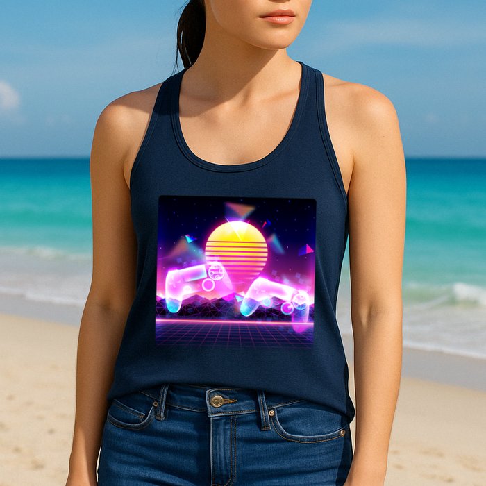 Retro Wave 80's Video Game Controllers Womens Tank Top