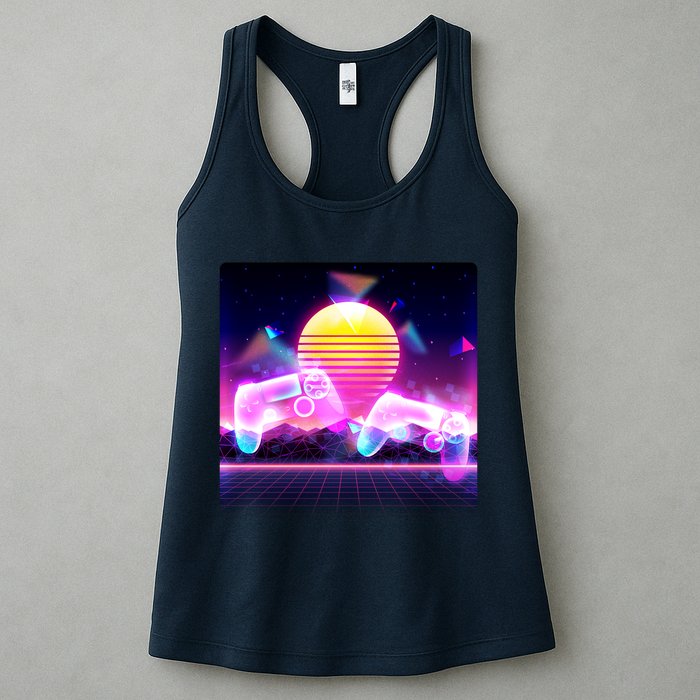 Retro Wave 80's Video Game Controllers Womens Tank Top
