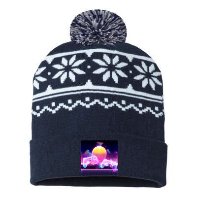 Retro Wave 80's Video Game Controllers USA-Made Snowflake Beanie